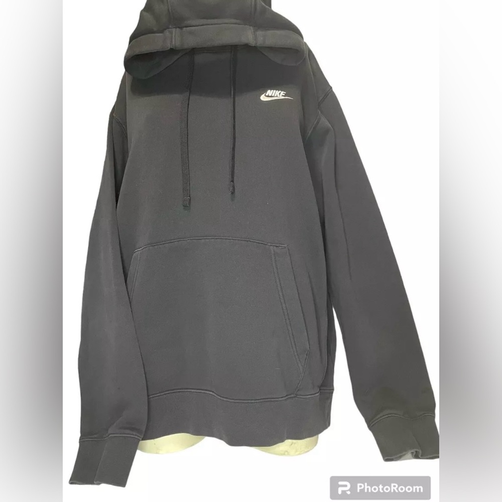 Nike Hoodie Mens L Black Fleece Lined Sweatshirt Swoosh Logo Embroidered